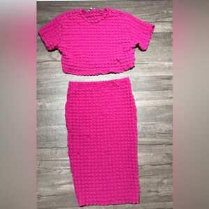 Fashion Nova Fuchsia Textured Skirt Set